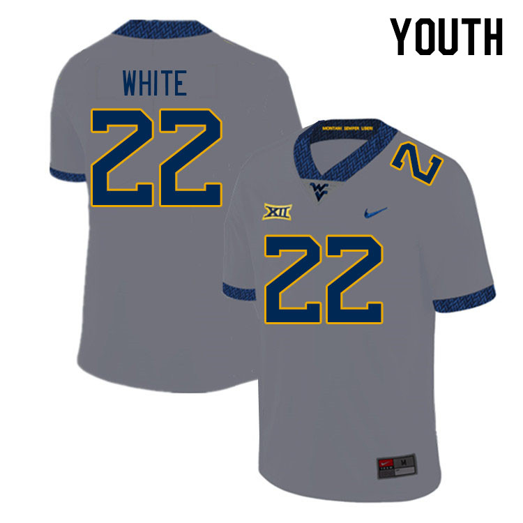 Youth #22 Jahiem White West Virginia Mountaineers College Football Jerseys Stitched Sale-Gray